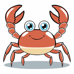 Fototapeta premium Cartoon Crab with Big Eyes and Claws Up.