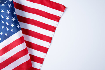 American flag on white background, perfect for Memorial Day posters, Veterans Day banners, and patriotic holiday designs with copy space.
