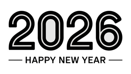 New Year Countdown 2026: A minimalist, elegant graphic proclaims Happy New Year 2026, setting a tone of optimism and anticipation for the upcoming year.