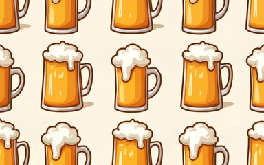 Octoberfest. Seamless pattern for your design. Beer party icons collection. High quality