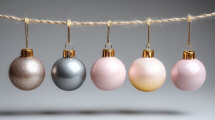 Decorative ornaments hanging on a string for festive decor.