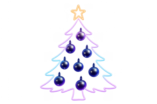 Christmas tree neon light sign decoration - Powered by Adobe