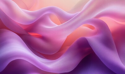 Obraz premium Abstract flowing fabric waves in soft pink and purple hues with gentle lighting.