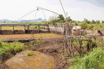 Small dam barrier the reservoir