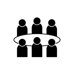 Simple teamwork icon showing three connected people in outline style, perfect for business, collaboration, community, and corporate project visuals.