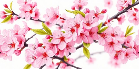 Delicate pink cherry blossoms in a rustic vintage watercolor seamless pattern , repeat, watercolor