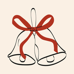 Decorative bells with red ribbon for festive celebrations and holiday decorations