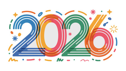 Vibrant 2026: A colorful design that signifies the promise of the coming year, crafted with vivid hues and dynamic lines to evoke optimism and anticipation.