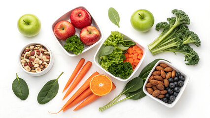 Healthy food assortment isolated on white background