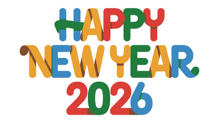 Happy New Year 2026: A vibrant and colorful design spells out Happy New Year 2026 with a playful and festive spirit to welcome the new beginning.