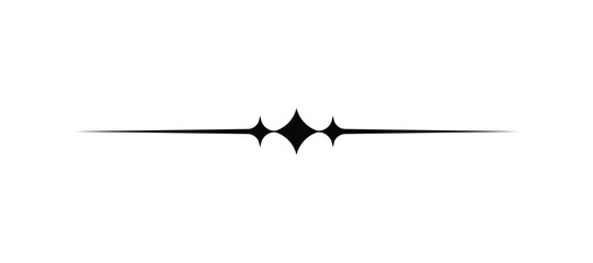 Elegant Decorative Horizontal Line Divider with Central Sparkle Diamond Elements and Gradient Fade Effect