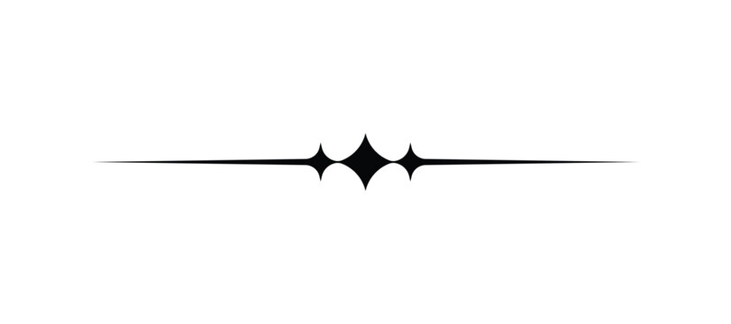 Elegant Decorative Horizontal Line Divider with Central Sparkle Diamond Elements and Gradient Fade Effect