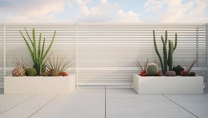 Modern minimalist outdoor cactus garden design ideas for patio balcony and rooftop gardens