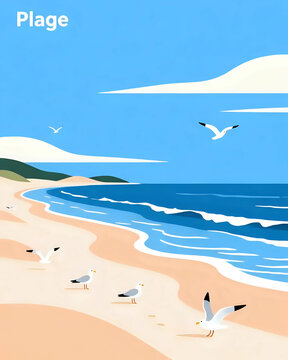 illustration vectorielle d'une plage de sable fin dans les &icirc;les cara&iuml;bes