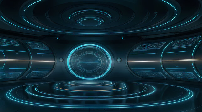 Futuristic Command Center with Holographic Console and Sci-Fi Interface - Powered by Adobe