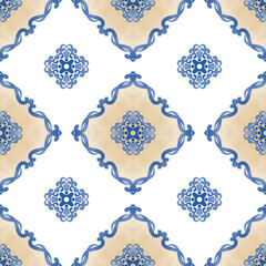 seamless pattern with blue flowers