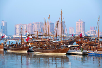Doha, Qatar - December 01, 2025: Traditional Dhow Boat Festival Katara Beach Qatar