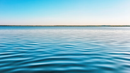 Obraz premium Calm lake reflecting soft sky gradient minimal nature peaceful horizon