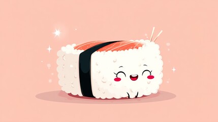 Kawaii Sushi Illustration &ndash; Cute Smiling Sushi Character Art