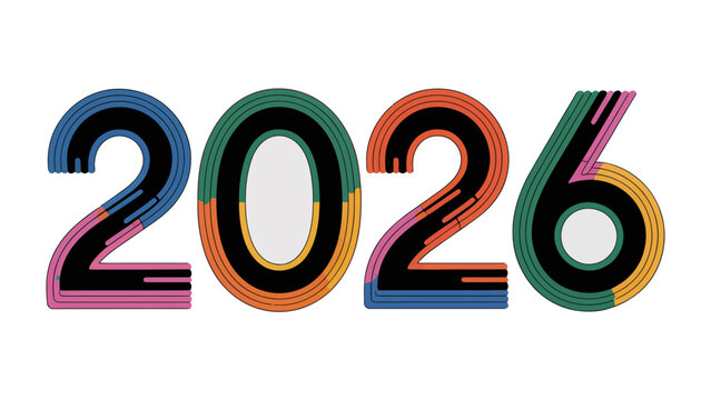2026 Typography: A vibrant and modern typographic representation of the year 2026, showcasing a creative fusion of colors and shapes, embodying a sense of future innovation and artistic design.