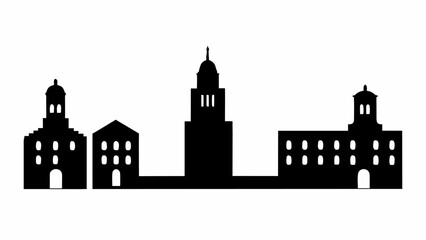 Fototapeta premium Striking silhouette of iconic buildings conveys a sense of history and urban charm, perfect for travel brochures or city branding, originally vector graphics
