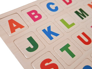 Various colored letters on a blackboard
