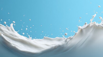 Dynamic Milk Splash Against a Vibrant Blue Background.