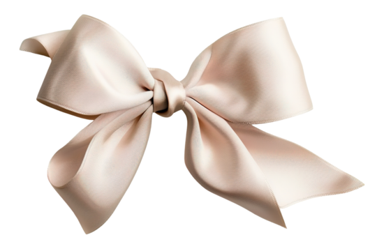 Delicate satin bow features a realistic texture, elegantly styled and isolated on a transparent background for versatile use in design elements or decorative themes