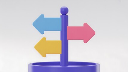 Colorful pink, blue, and white directional arrows on a clean white background