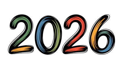 A Colorful Glimpse into the Future: 2026: Bold and vibrant numerals of the year 2026, radiating optimism and a sense of looking ahead, presented in a stylish design with artistic flair.