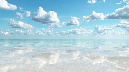 Obraz premium Calm sky sea horizon cloud reflection peaceful daytime