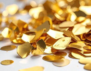 Gleaming gold flakes scattered, soft lighting