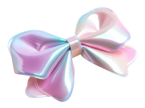 This holographic bow showcases a beautiful mix of shimmery colors. It is cut out with a transparent background, making it ideal for various craft projects and designs