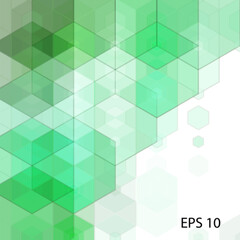 Green hexagon background, pattern, hexagon wallpaper. Vector illustration.