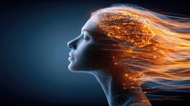 Neural lightstream profile with glowing hair