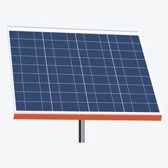 Blue solar panels  vector illustration convert sunlight into clean electric power, showcasing photovoltaic technology for renewable energy and a greener environment isolated on white background.