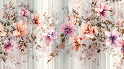 Elegant Watercolor Floral Pattern with Soft Pastel Flowers