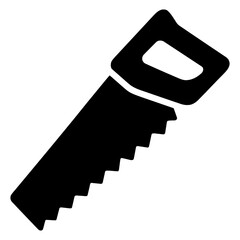 Hand saw tool icon silhouette carpentry woodworking hardware graphic isolated