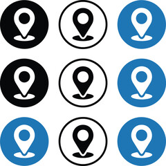 Location pin icon set for map navigation