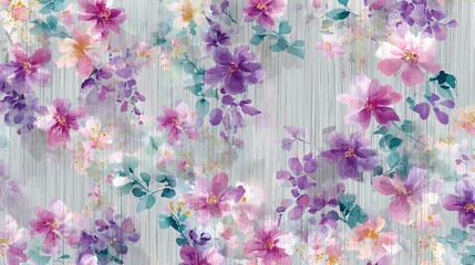 Elegant Watercolor Floral Pattern with Soft Pastel Flowers