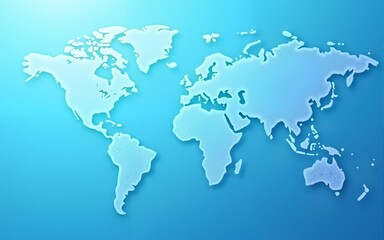 Obraz premium A light blue background with a digital world map and global network connections, representing the concept of international business or connectivity Generative AI. High quality