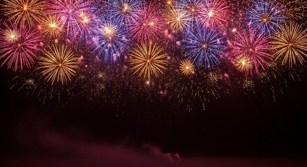 Spectacular fireworks display illuminating the night sky with vibrant colors and patterns