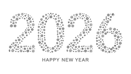 New Year 2026: A visual representation of the year 2026, crafted with delicate snowflake patterns, conveying the essence of a fresh beginning and the winter season.
