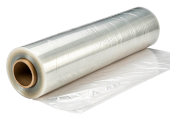 Clear plastic film roll for wrapping and protecting goods, providing essential packaging material for shipment and storage with its versatile and durable cling wrap.