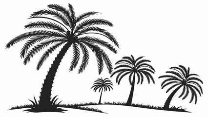 Fototapeta premium Vector illustration silhouette illustration of several palm trees standing on a small patch of ground