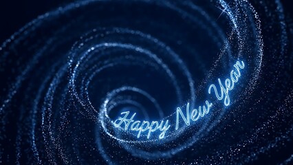 Happy new year lettering on blue festive backdrop