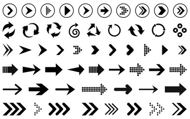 Set of Black Vector Arrow Icons Navigation Pointers Collection Modern UI UX Graphic Elements