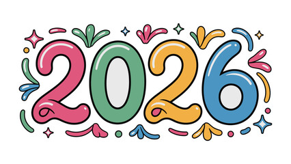 Colorful 2026 Celebration - Festive numeral display, evoking a sense of forward-looking optimism. Perfect for conveying a fresh start or commemorative occasion. 