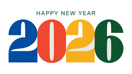 Cheerful New Year Celebration: A vibrant and colorful design spells out 2026, celebrating the fresh start and anticipation for the coming year. This artistic display sets a tone of joy and excitement.