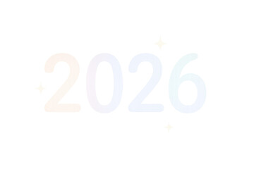 2026 number with gradient and sparkles on transparent background